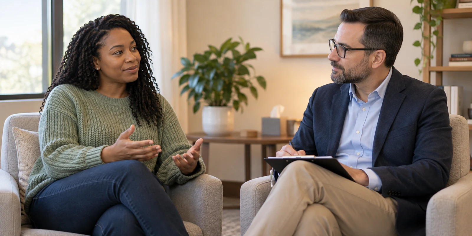 Client receiving psychological support after a personal injury