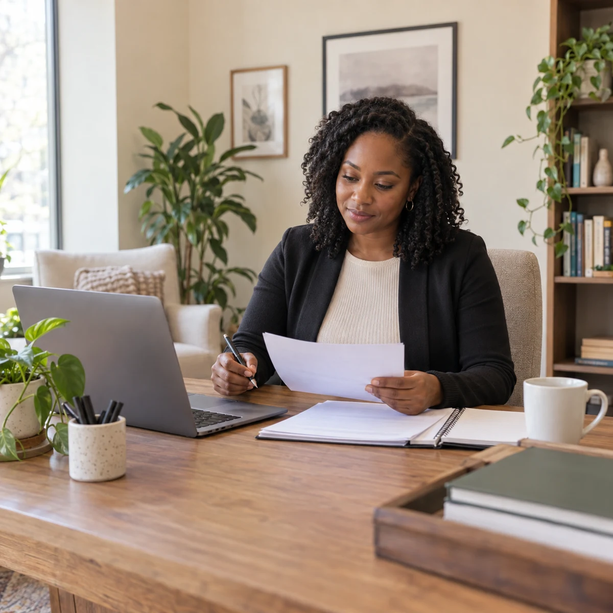 Psychologist reviewing records and psychological assessment documentation